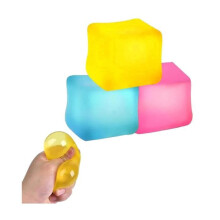 Set van 3 leuke kubusvormige stressverlichtende speeltjes van 5 cm, gemaakt van rubber, geschikt voor binnen, voor kinderen, unisex, zachte
