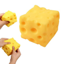 Juguete antiestrés extragrande con forma de bloque de queso suave, pelota blanda de 6 cm para apretar, juguete antiestrés original con rebot