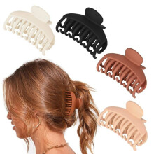 Set van 4 haarclips met dubbele rij, 4 cm, mat en antislip, voor fijn haar, leuke haaraccessoires