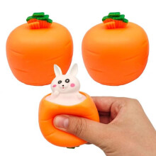 Set of 3 Rabbit Carrot Squeeze Stress Relief Toys, Fun for Kids and Adults, Ideal Easter Gift