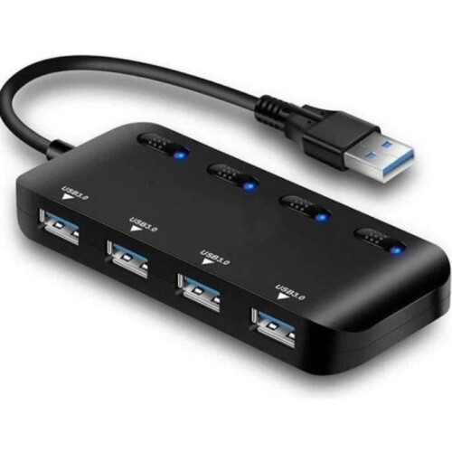 Διανομέας USB 3.0 με 4 θύρες, έξυπνη φόρτιση και προστασία από υπέρταση, για γρήγορη