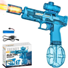 Electric Water Gun with Flash Effects and Recoil, 6 to 8 m Range, 320 ml Capacity, Grey Toy