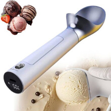 Electric Heated Ice Cream Scoop, Stainless Steel, Rechargeable Portioning Spoon with LED Display, IP67 Waterproof