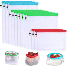 Bolsas de malla reutilizables para frutas y verduras, bolsas de almacenamiento ecológicas para frutas y verduras, para compras y almacenamie