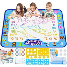 Tekenmat voor kinderen, waterdoodlemat, 30 stuks, 100 x 80 cm, blauw, geel, groen, roze, groot, herbruikbaar.