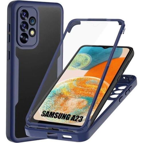 Θήκη προστασίας για Samsung Galaxy A23 5G, αντιπληκτική 360, ημίσκληρη, μπλε ναυτικό, ανθ