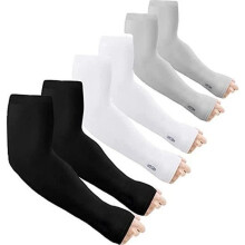 Brazaletes unisex con protección solar, protección UV, para cubrir tatuajes, 6 pares, transpirables y ligeros, color negro.