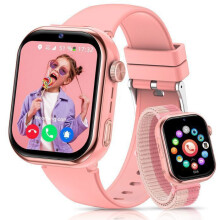 Kindersmartwatch met 4G, 1,83 inch touchscreen, GPS, videogesprekken, spraakchat, wifi, LBS, SOS, sms, roze