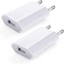 Set van 2 USB-laders, universele 5V 1A-laadadapter, compatibel met iPhone 12, Samsung Galaxy en Huawei.