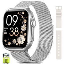 Reloj inteligente para mujer con batería de 1000 mAh, pantalla HD de 1,83", monitorización continua de frecuencia cardíaca, SpO2 y sueño, y