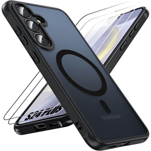 Θήκη προστασίας για Samsung Galaxy S24 Plus, μαύρη, με 2 προστατευτικά από σκληρυμένο γυαλ