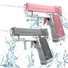 2er-Pack Wasserpistolen für Kinder, Wasserpistolen-Set für Poolpartys, Strand und Wasserschlachten im Freien, Grau und Rosa