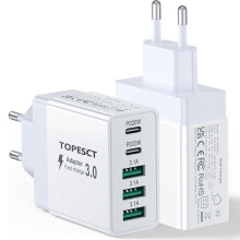 40W 4-Port USB C Charger, Dual Port PD QC Fast Charging Multiport Type C Adapter for iPhone and USB Devices