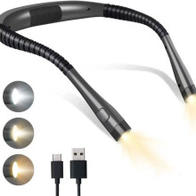 Rechargeable Neck Reading Lamp, Dimmable Bedside Light with 3 Color Modes, Eye-Friendly for Reading in Bed