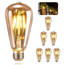 6 Pack E27 Vintage LED Edison Bulbs ST64 Warm White Decorative Retro Light Bulbs