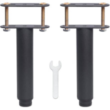 Pata de cama universal para somier de láminas, sin necesidad de taladrar, altura ajustable de 18 cm + 15 cm, metal negro, redonda de 3,8 cm.