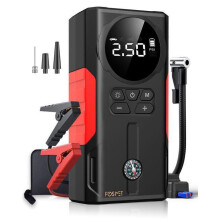 Arrancador de batería de 39800 mAh y 12 V con compresor de aire de 150 PSI, luz LED y pantalla LCD.