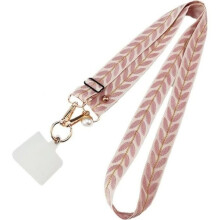 Alça de pescoço universal ajustável e leve para celular, na cor rosa, ideal para transportar seu aparelho.