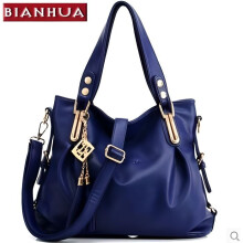 Blaue Lederhandtasche, 29 x 14 x 35 cm, geräumige Alltagstasche mit klassisch-elegantem Design