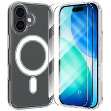 Θήκη προστασίας για iPhone 17 Ανθεκτική στους κραδασμούς Διαφανής με 2 Tempered Glass και μ