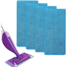 Reusable Microfiber Mop Pads Replacement for WetJet Spray Mop Floor Cleaning, Blue, 4 Pack