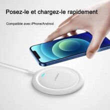 Wireless Charger 15W Fast Charging Pad Compatible with iPhone, Huawei, Samsung, White
