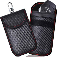 2 Pack RFID Signal Blocking Car Key Pouches with Integrated Keyring, Protective Remote Key Case for Everyday Use