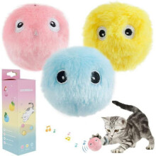 Interactieve kattenspeelgoedset, 3 stuks, veelkleurige pluche dieren met vogel-, kikker- en krekelgeluiden, 5 x 5 cm