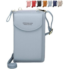 Bolso bandolera de piel sintética, mini cartera para teléfono, tarjetero, bolso de hombro para uso diario, azul.