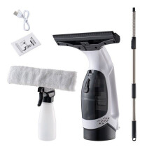 Cordless Window Vacuum Cleaner and Squeegee, Electric High-Suction Glass Cleaner with Water Tank