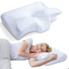 Ergonomic Cervical Memory Foam Pillow, Orthopedic Neck Support, 60 x 40 x 13 cm, for Side and Back Sleepers