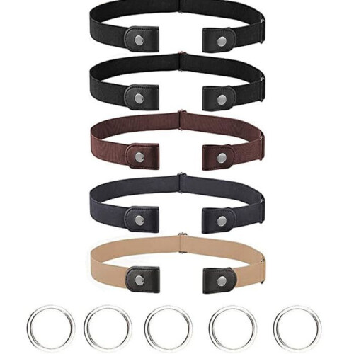 Ελαστικές Ζώνες χωρίς αγκράφα, 5 τεμ., unisex, ρυθμιζόμενες 50-140 εκ., για τζιν και παντ