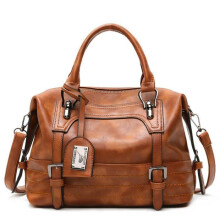 Vintage Damenhandtasche aus Kunstleder, Umhängetasche mit verstellbarem Schulterriemen, gebraucht
