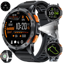 GPS inteligentné hodinky pre mužov 1,43" HD Bluetooth volania 100+ športov sledovanie spánku vodotesný hlasový asistent 2 pásma čierna