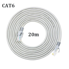 Flaches Cat6-Ethernetkabel, 20 m, geschirmt, RJ45, High Speed 1 Gbit/s, 250 MHz, für Router und Modem, Grau/Silber