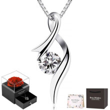 Geburtstagsgeschenk für Frauen: Halskette mit Rosenherz, Dekoration, Valentinstagsgeschenk, Modell 6