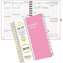 Wochenplaner 2026/27, 21,7 x 15,8 cm, Hochformat, 12 Monate, Softcover, Spiralbindung, Rosa