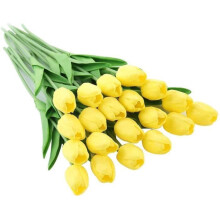 20 Pcs Real Touch Latex Artificial Tulips Bouquet for Wedding Home Garden Decoration, Yellow