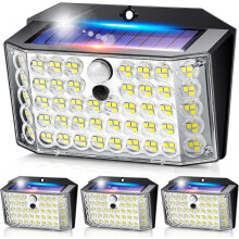 Conjunto de 4 luzes solares externas com sensor de movimento, 246 LEDs, 2000 lúmens, ângulo de visão de 270 graus, classificação IP65 de res