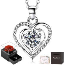 Regalo de cumpleaños para mujer Collar con corazón de rosa eterna Decoración Regalo para el día de San Valentín Modelo 3
