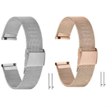 2-teiliges Edelstahl-Uhrenarmband, 18 mm Ersatzarmbänder, Roségold und Silber, Unisex