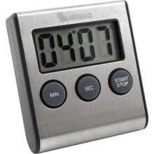 Digitale timer van roestvrij staal met alarm en magnetische standaard, gemakkelijk afleesbaar display.