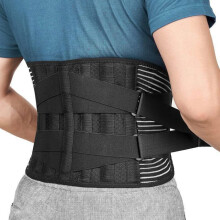 Cinturón de soporte lumbar con 4 resortes, correa doble ajustable para soporte de la zona lumbar, talla L.