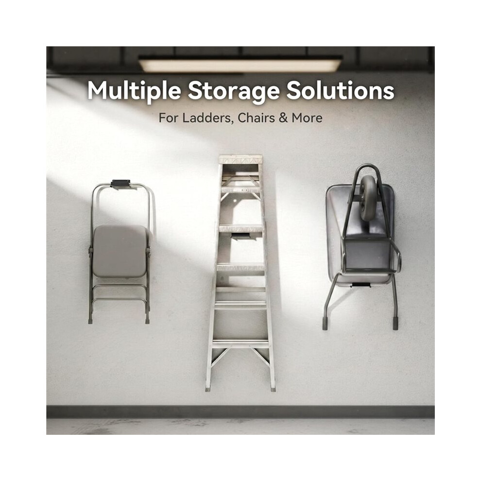 Ladder Hooks For Garage Wall, 2 Pack Heavy Duty Wall Mount Storage Hanger For Ladders, Chairs & Patio Furniture 4711770165313