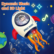 Electric Rocket Dancing Toy LED Lights Music Tummy Toy for Toddlers 3 Years Old Interactive Gift