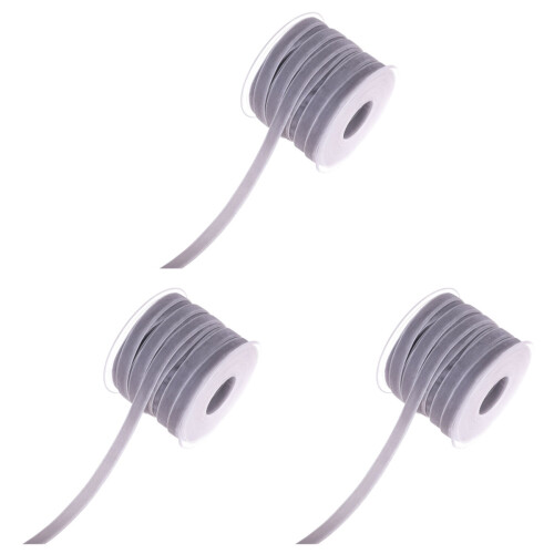 3Rouleaux Rubans Tissus Gris Durables Pour Cadeaux DIY 1