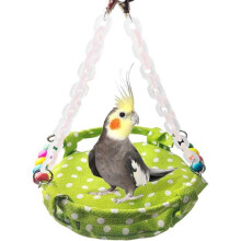 Houten vogelnest met belletje, ideale zitstok voor papegaaien, grasparkieten en andere vogels, duurzaam kooiaccessoire