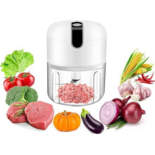 Picadora de carne recargable por USB, capacidad de 250 ml, 3 cuchillas de acero inoxidable, picadora de alimentos compacta.