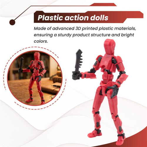 Robot Action Figure, 3D Printed with Full Articulation for Stop Motion Animation Red 1
