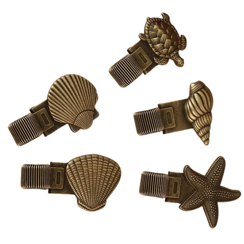 5pcs Ocean-Themed Brass Bookmark with Spring Metal Clip for Notebook and Studen 1